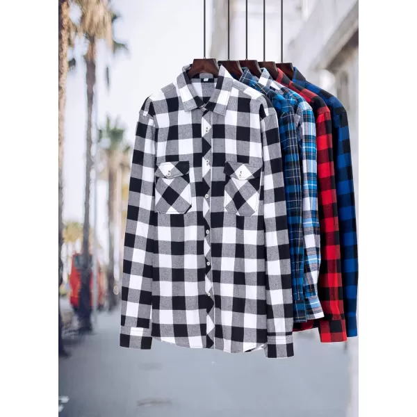 J.VER Men's Flannel Plaid Shirts Long Sleeve Regular Fit Casual Button Down Checkered Buffalo Plaid Shirt for Fall Winter