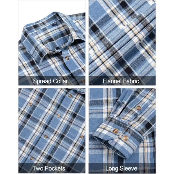 J.VER Men's Flannel Plaid Shirts Long Sleeve Regular Fit Casual Button Down Checkered Buffalo Plaid Shirt for Fall Winter