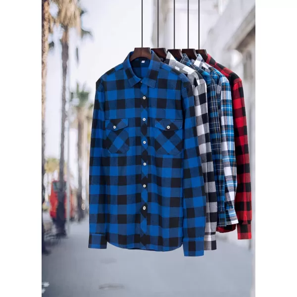 J.VER Men's Flannel Plaid Shirts Long Sleeve Regular Fit Casual Button Down Checkered Buffalo Plaid Shirt for Fall Winter