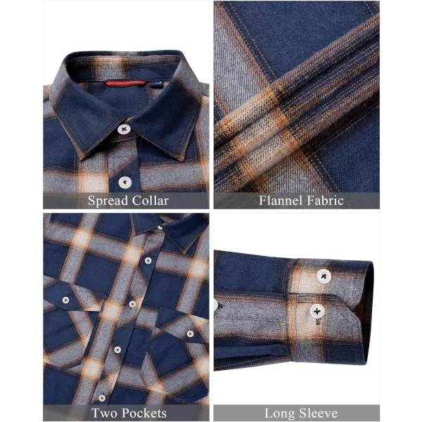 J.VER Men's Flannel Plaid Shirts Long Sleeve Regular Fit Casual Button Down Checkered Buffalo Plaid Shirt for Fall Winter