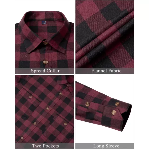 J.VER Men's Flannel Plaid Shirts Long Sleeve Regular Fit Casual Button Down Checkered Buffalo Plaid Shirt for Fall Winter