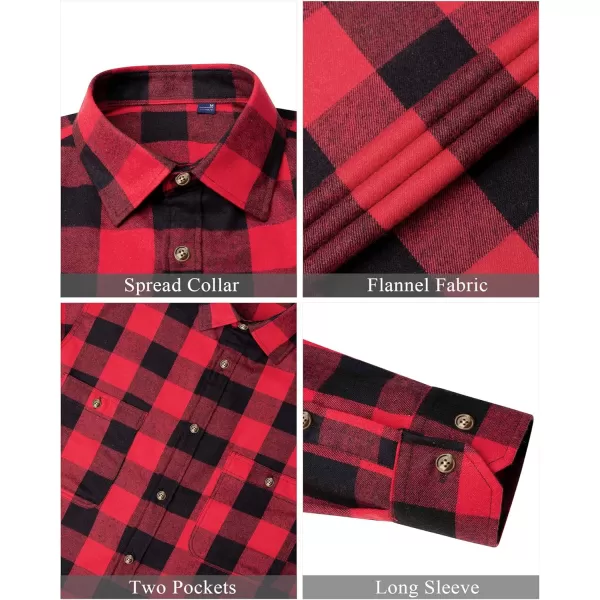 J.VER Men's Flannel Plaid Shirts Long Sleeve Regular Fit Casual Button Down Checkered Buffalo Plaid Shirt for Fall Winter