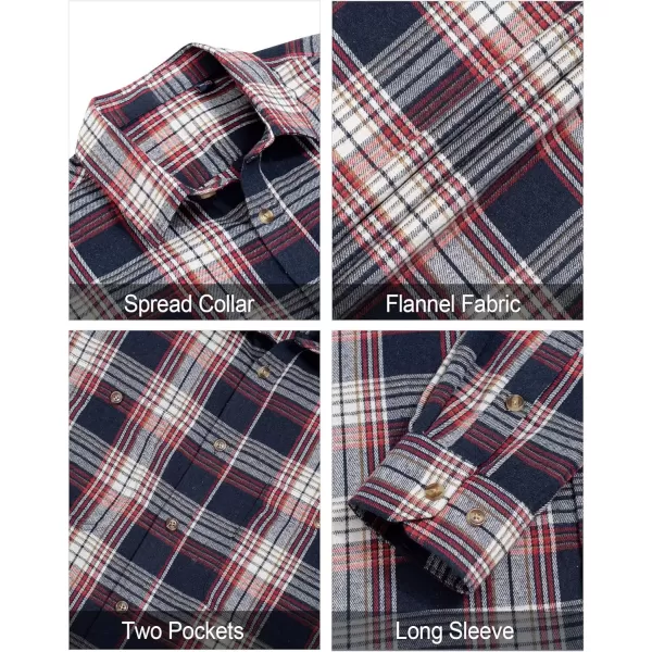 J.VER Men's Flannel Plaid Shirts Long Sleeve Regular Fit Casual Button Down Checkered Buffalo Plaid Shirt for Fall Winter