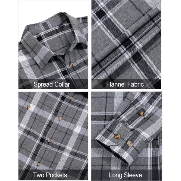 J.VER Men's Flannel Plaid Shirts Long Sleeve Regular Fit Casual Button Down Checkered Buffalo Plaid Shirt for Fall Winter