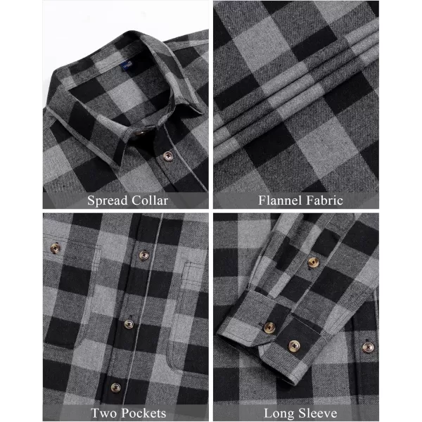 J.VER Men's Flannel Plaid Shirts Long Sleeve Regular Fit Casual Button Down Checkered Buffalo Plaid Shirt for Fall Winter
