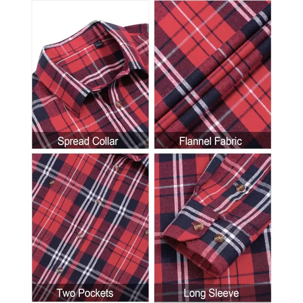 J.VER Men's Flannel Plaid Shirts Long Sleeve Regular Fit Casual Button Down Checkered Buffalo Plaid Shirt for Fall Winter