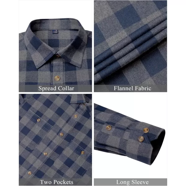J.VER Men's Flannel Plaid Shirts Long Sleeve Regular Fit Casual Button Down Checkered Buffalo Plaid Shirt for Fall Winter