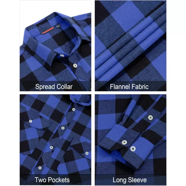 J.VER Men's Flannel Plaid Shirts Long Sleeve Regular Fit Casual Button Down Checkered Buffalo Plaid Shirt for Fall Winter