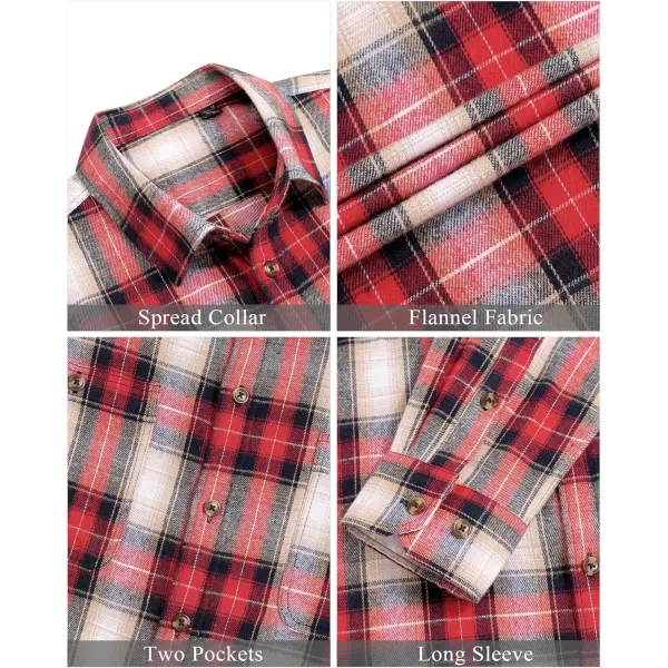 J.VER Men's Flannel Plaid Shirts Long Sleeve Regular Fit Casual Button Down Checkered Buffalo Plaid Shirt for Fall Winter