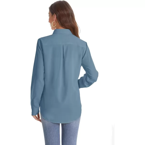 J.VER Womens Button Down Shirt Long Sleeve Solid Dress Shirts Chiffon Work Office Blouse Fashion Basic Business Formal Tops