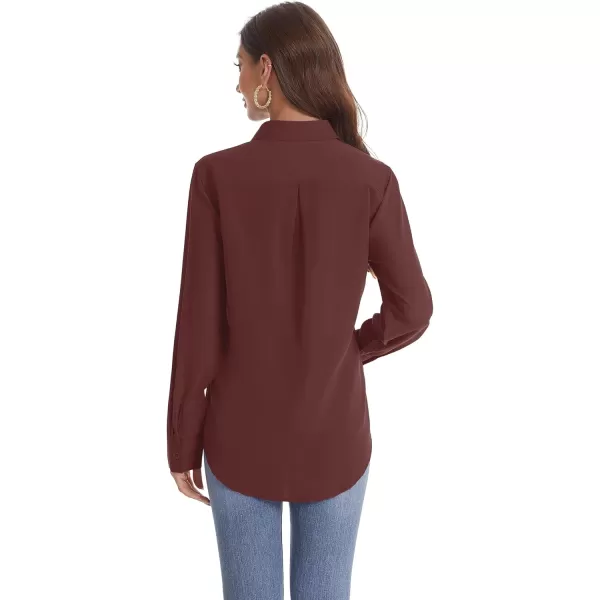 J.VER Womens Button Down Shirt Long Sleeve Solid Dress Shirts Chiffon Work Office Blouse Fashion Basic Business Formal Tops