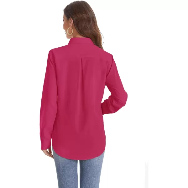 J.VER Womens Button Down Shirt Long Sleeve Solid Dress Shirts Chiffon Work Office Blouse Fashion Basic Business Formal Tops