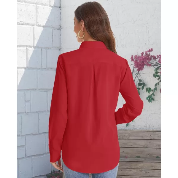 J.VER Womens Button Down Shirt Long Sleeve Solid Dress Shirts Chiffon Work Office Blouse Fashion Basic Business Formal Tops