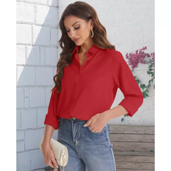 J.VER Womens Button Down Shirt Long Sleeve Solid Dress Shirts Chiffon Work Office Blouse Fashion Basic Business Formal Tops
