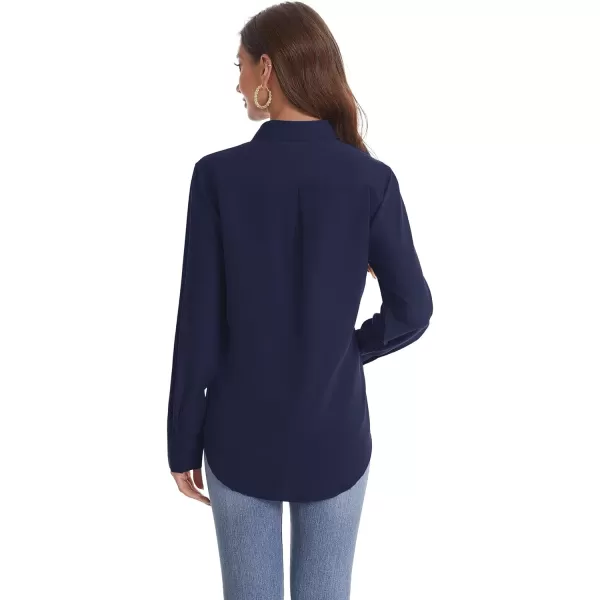 J.VER Womens Button Down Shirt Long Sleeve Solid Dress Shirts Chiffon Work Office Blouse Fashion Basic Business Formal Tops