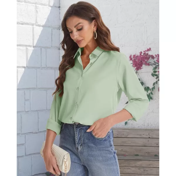 J.VER Womens Button Down Shirt Long Sleeve Solid Dress Shirts Chiffon Work Office Blouse Fashion Basic Business Formal Tops