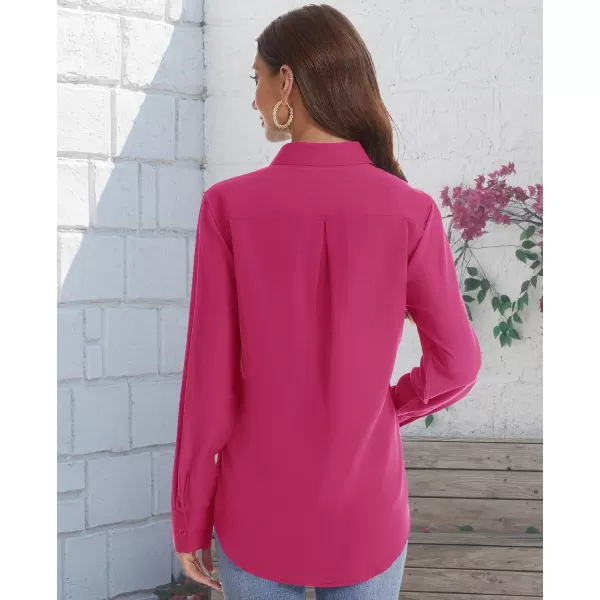 J.VER Womens Button Down Shirt Long Sleeve Solid Dress Shirts Chiffon Work Office Blouse Fashion Basic Business Formal Tops