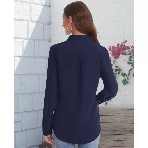 J.VER Womens Button Down Shirt Long Sleeve Solid Dress Shirts Chiffon Work Office Blouse Fashion Basic Business Formal Tops