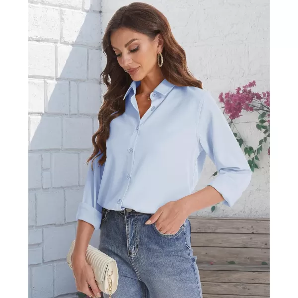 J.VER Womens Button Down Shirt Long Sleeve Solid Dress Shirts Chiffon Work Office Blouse Fashion Basic Business Formal Tops