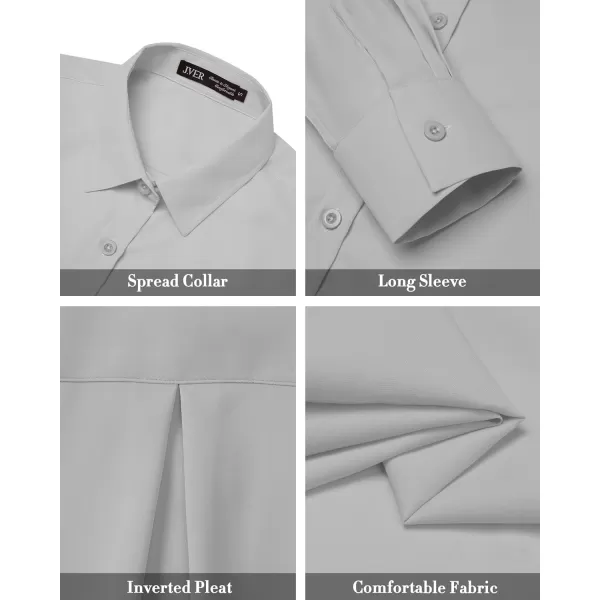 J.VER Womens Button Down Shirt Long Sleeve Solid Dress Shirts Chiffon Work Office Blouse Fashion Basic Business Formal Tops