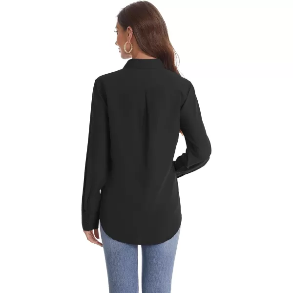 J.VER Womens Button Down Shirt Long Sleeve Solid Dress Shirts Chiffon Work Office Blouse Fashion Basic Business Formal Tops