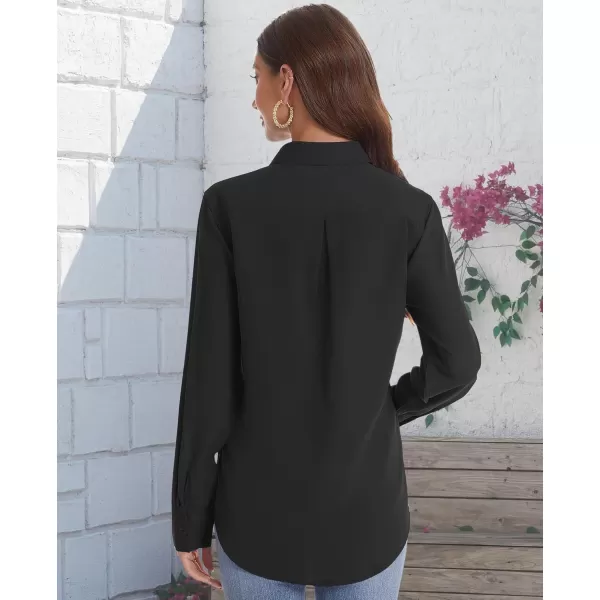 J.VER Womens Button Down Shirt Long Sleeve Solid Dress Shirts Chiffon Work Office Blouse Fashion Basic Business Formal Tops