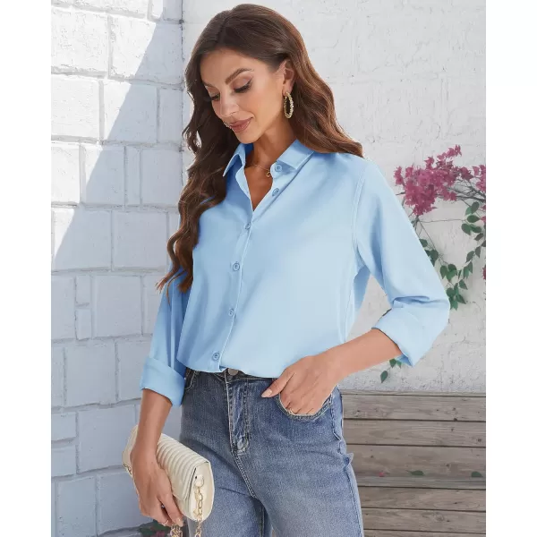 J.VER Womens Button Down Shirt Long Sleeve Solid Dress Shirts Chiffon Work Office Blouse Fashion Basic Business Formal Tops