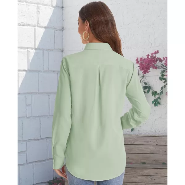 J.VER Womens Button Down Shirt Long Sleeve Solid Dress Shirts Chiffon Work Office Blouse Fashion Basic Business Formal Tops