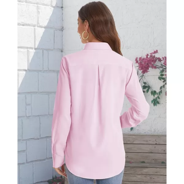 J.VER Womens Button Down Shirt Long Sleeve Solid Dress Shirts Chiffon Work Office Blouse Fashion Basic Business Formal Tops