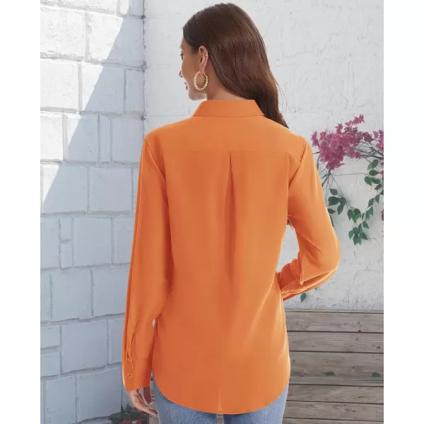 J.VER Womens Button Down Shirt Long Sleeve Solid Dress Shirts Chiffon Work Office Blouse Fashion Basic Business Formal Tops
