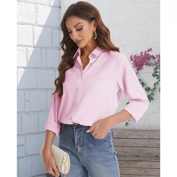 J.VER Womens Button Down Shirt Long Sleeve Solid Dress Shirts Chiffon Work Office Blouse Fashion Basic Business Formal Tops