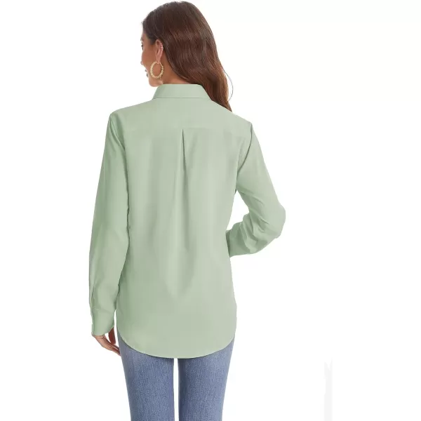 J.VER Womens Button Down Shirt Long Sleeve Solid Dress Shirts Chiffon Work Office Blouse Fashion Basic Business Formal Tops