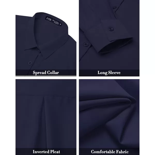 J.VER Womens Button Down Shirt Long Sleeve Solid Dress Shirts Chiffon Work Office Blouse Fashion Basic Business Formal Tops