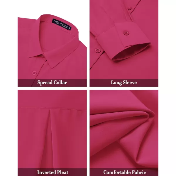 J.VER Womens Button Down Shirt Long Sleeve Solid Dress Shirts Chiffon Work Office Blouse Fashion Basic Business Formal Tops