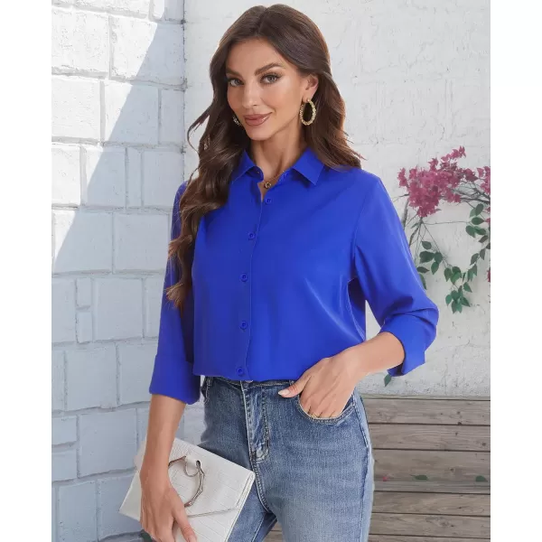 J.VER Womens Button Down Shirt Long Sleeve Solid Dress Shirts Chiffon Work Office Blouse Fashion Basic Business Formal Tops