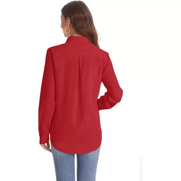 J.VER Womens Button Down Shirt Long Sleeve Solid Dress Shirts Chiffon Work Office Blouse Fashion Basic Business Formal Tops