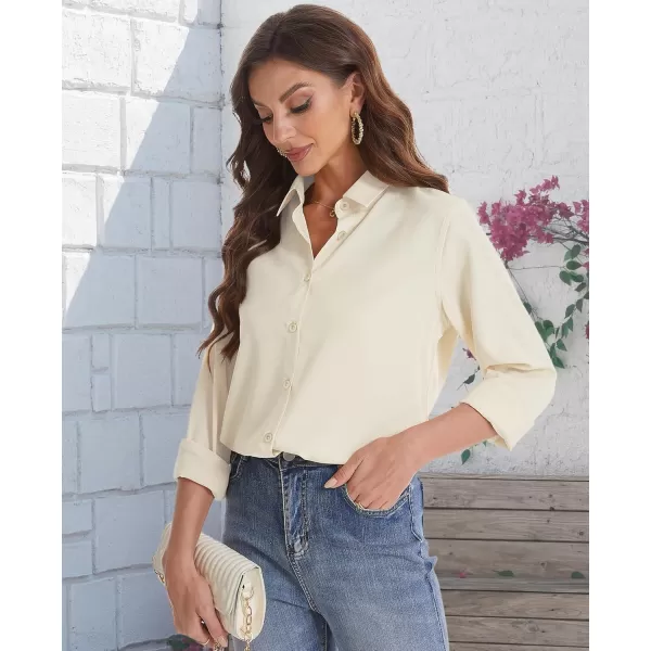 J.VER Womens Button Down Shirt Long Sleeve Solid Dress Shirts Chiffon Work Office Blouse Fashion Basic Business Formal Tops