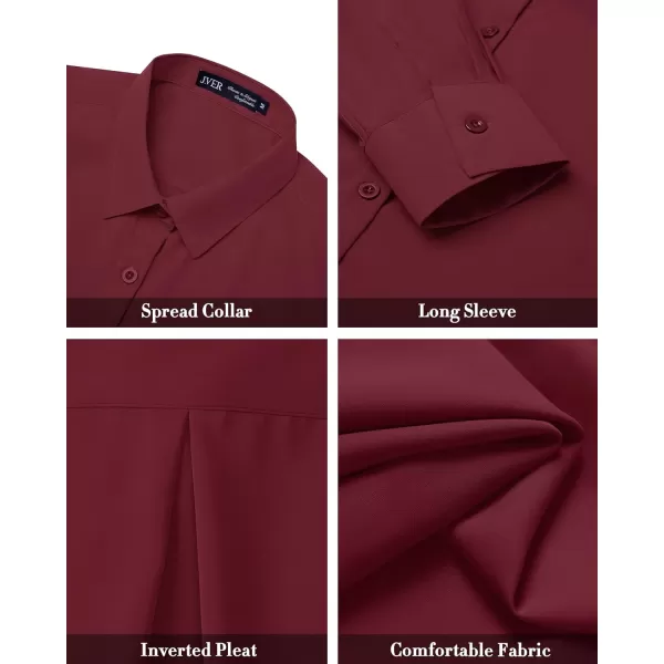 J.VER Womens Button Down Shirt Long Sleeve Solid Dress Shirts Chiffon Work Office Blouse Fashion Basic Business Formal Tops