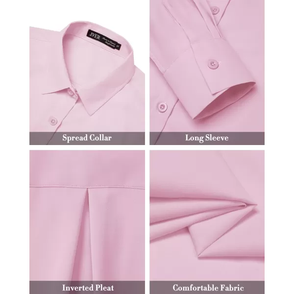 J.VER Womens Button Down Shirt Long Sleeve Solid Dress Shirts Chiffon Work Office Blouse Fashion Basic Business Formal Tops