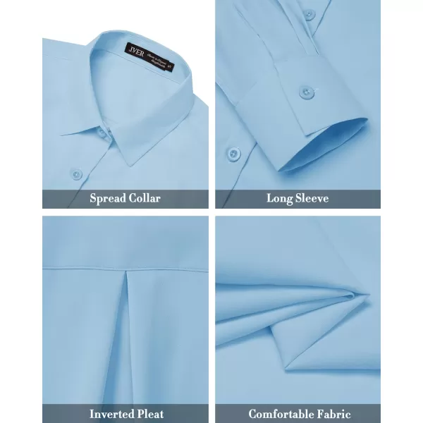 J.VER Womens Button Down Shirt Long Sleeve Solid Dress Shirts Chiffon Work Office Blouse Fashion Basic Business Formal Tops