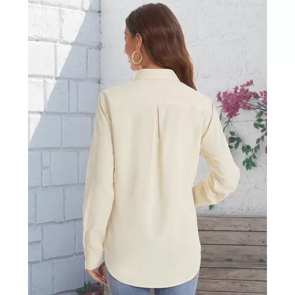 J.VER Womens Button Down Shirt Long Sleeve Solid Dress Shirts Chiffon Work Office Blouse Fashion Basic Business Formal Tops