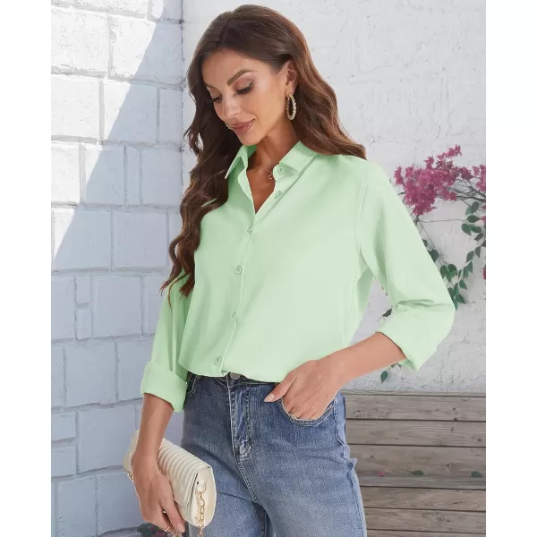 J.VER Womens Button Down Shirt Long Sleeve Solid Dress Shirts Chiffon Work Office Blouse Fashion Basic Business Formal Tops