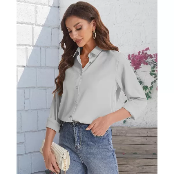 J.VER Womens Button Down Shirt Long Sleeve Solid Dress Shirts Chiffon Work Office Blouse Fashion Basic Business Formal Tops