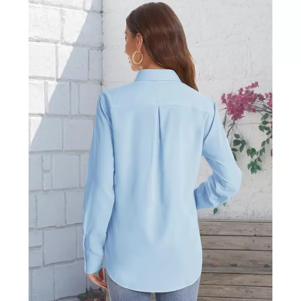 J.VER Womens Button Down Shirt Long Sleeve Solid Dress Shirts Chiffon Work Office Blouse Fashion Basic Business Formal Tops