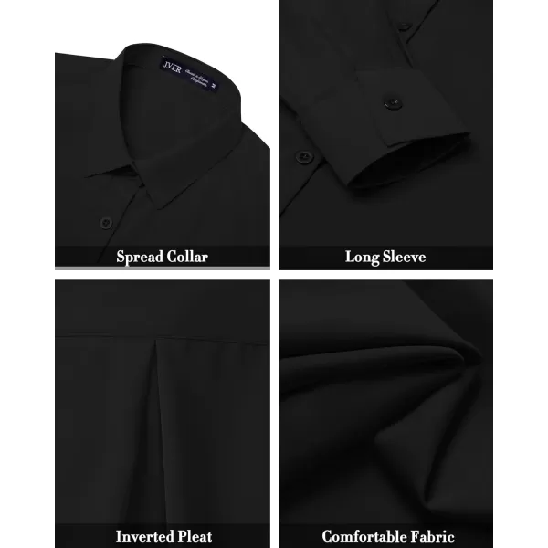 J.VER Womens Button Down Shirt Long Sleeve Solid Dress Shirts Chiffon Work Office Blouse Fashion Basic Business Formal Tops
