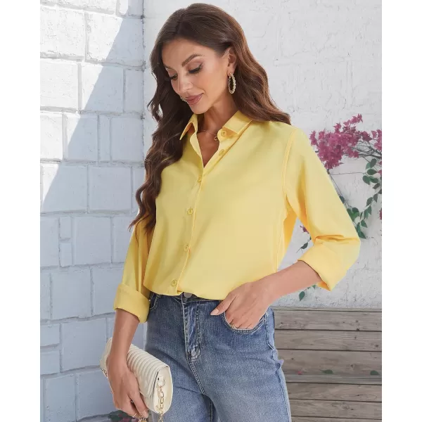 J.VER Womens Button Down Shirt Long Sleeve Solid Dress Shirts Chiffon Work Office Blouse Fashion Basic Business Formal Tops