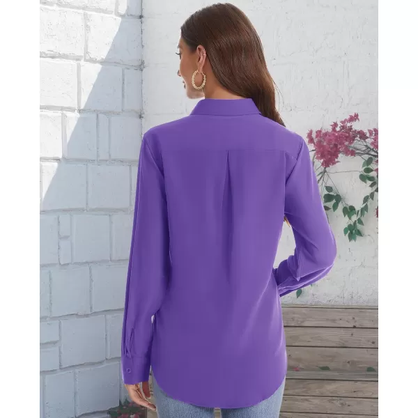 J.VER Womens Button Down Shirt Long Sleeve Solid Dress Shirts Chiffon Work Office Blouse Fashion Basic Business Formal Tops