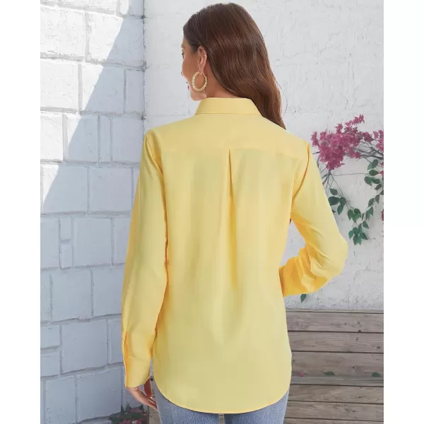 J.VER Womens Button Down Shirt Long Sleeve Solid Dress Shirts Chiffon Work Office Blouse Fashion Basic Business Formal Tops