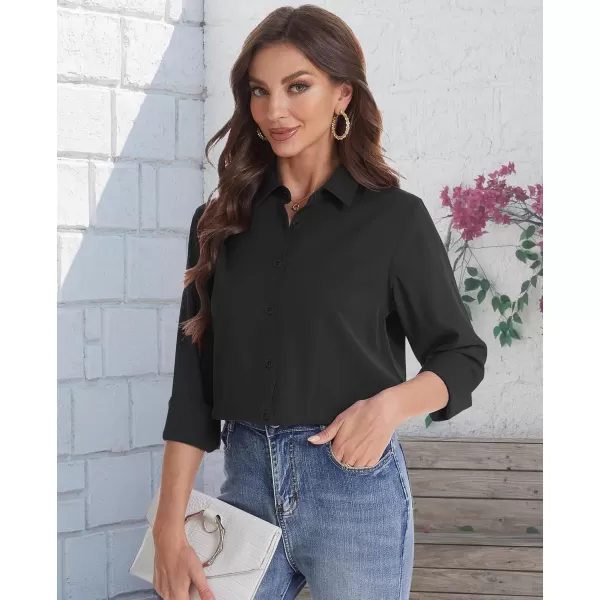 J.VER Womens Button Down Shirt Long Sleeve Solid Dress Shirts Chiffon Work Office Blouse Fashion Basic Business Formal Tops