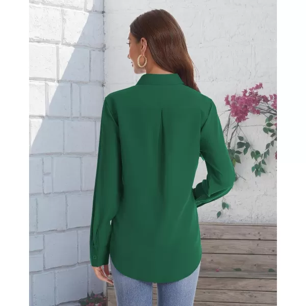 J.VER Womens Button Down Shirt Long Sleeve Solid Dress Shirts Chiffon Work Office Blouse Fashion Basic Business Formal Tops